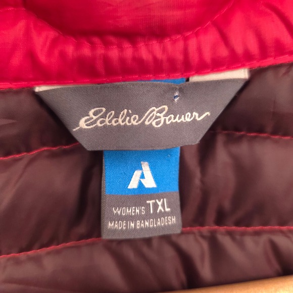 Eddie Bauer Stormdown 800 Goose Down Puffer Vest Full Zip Red Womens XL Tall - Picture 5 of 9